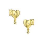 Heart-shape with Zircon Silver Studs Earrings for Women